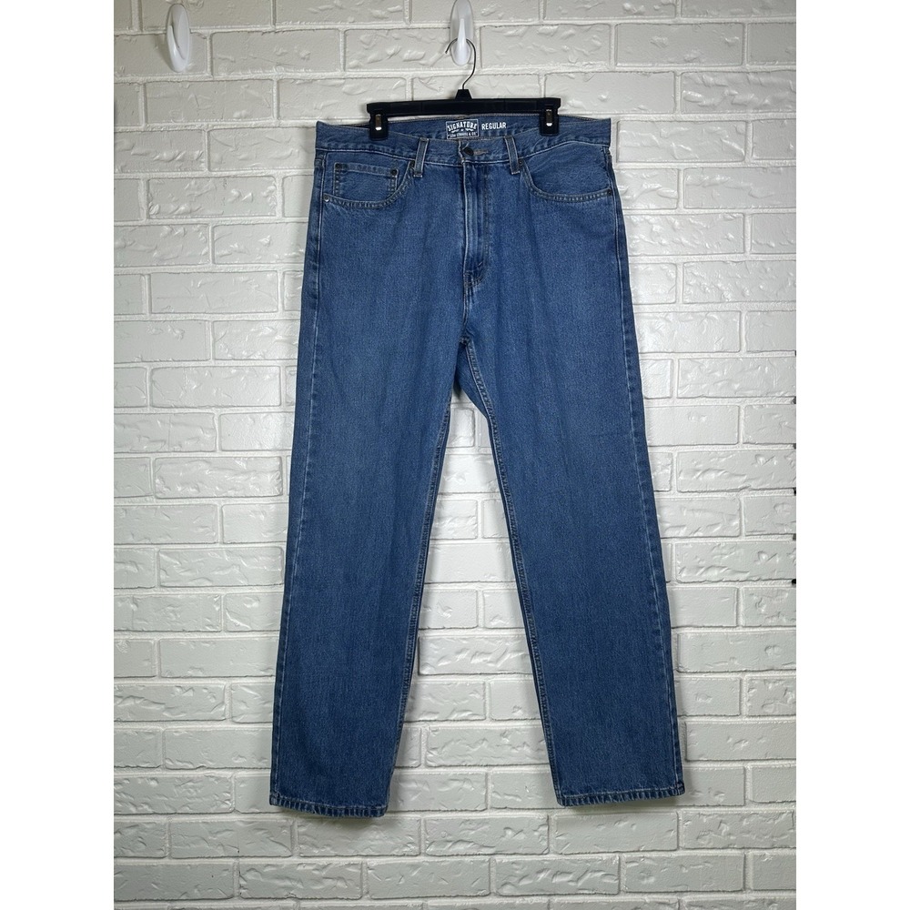 Levi Strauss Signature 36x32 Regular Fit Blue Denim Jeans Dadcore Vintage